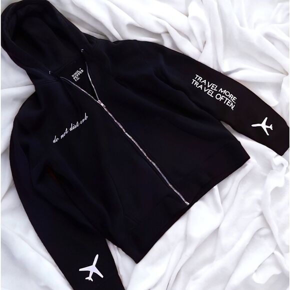 NWT Wool + Pepper Co. PROBABLY JET LAGGED Zip Up Hoodie Sweatshirt - Picture 4 of 5